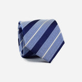 Φαρδιά γραβάτα | μεταξωτή σε μπλέ βάση με διαφώνιο ριγέ σχέδιο