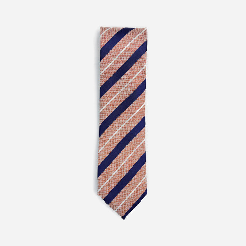 Φαρδιά γραβάτα | μεταξωτή σε χάλκινη βάση με διαγώνιο ριγέ σχέδιο