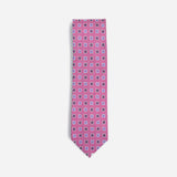 Φαρδιά γραβάτα | μεταξωτή σε ρόζ / φούξια βάση με μικρό γεωμετρικό σχέδιο