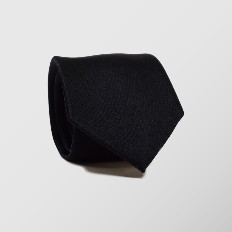 Φαρδιά γραβάτα | μεταξωτή μαύρη μονόχρωμη