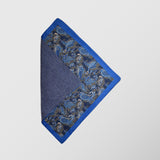 Μαντήλι για το πέτο | διπλής όψης σε μπλε ρουά και γηίνες αποχρώσεις με λαχούρι σχεδιασμό