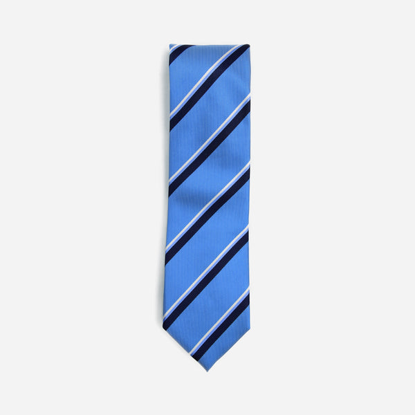 Φαρδιά γραβάτα | μεταξωτή σε μπλέ τόνους με διαγώνιο ριγέ σχέδιο