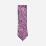 Φαρδιά γραβάτα | μεταξωτή σε ροζ / μοβ τόνους με σχέδιο λαχούρι