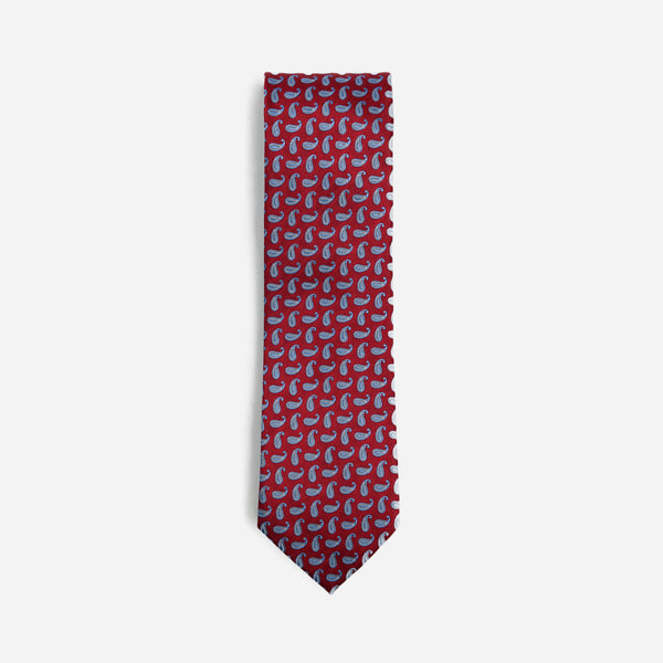 Φαρδιά γραβάτα | μεταξωτή σε κόκκινη βάση με μικρό λαχούρι σχέδιο