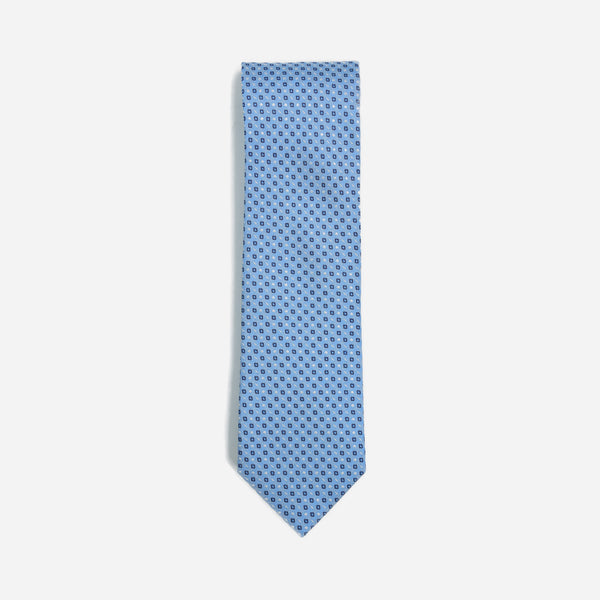 Φαρδιά γραβάτα | μεταξωτή σε σιέλ βάση με μικρό σχέδιο