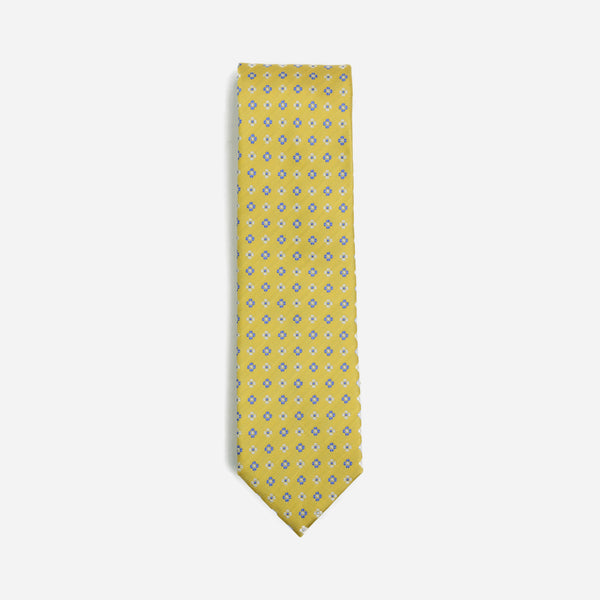 Φαρδιά γραβάτα | μεταξωτή σε κίτρινη βάση με μικρό σχέδιο