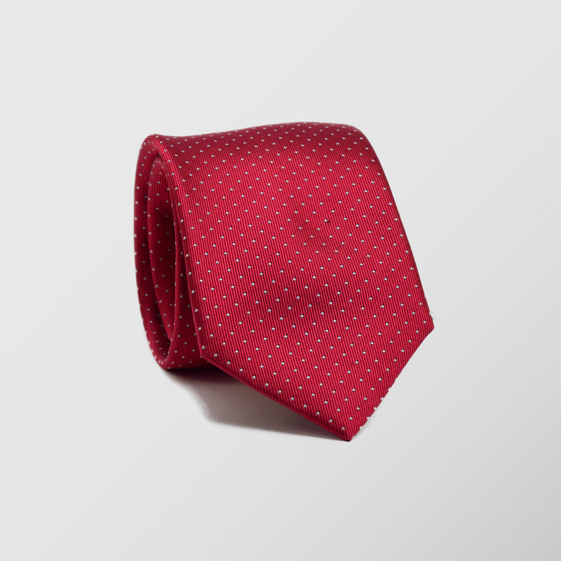 Γραβάτα | μεταξωτή κόκκινη με πουά σχεδιασμό
