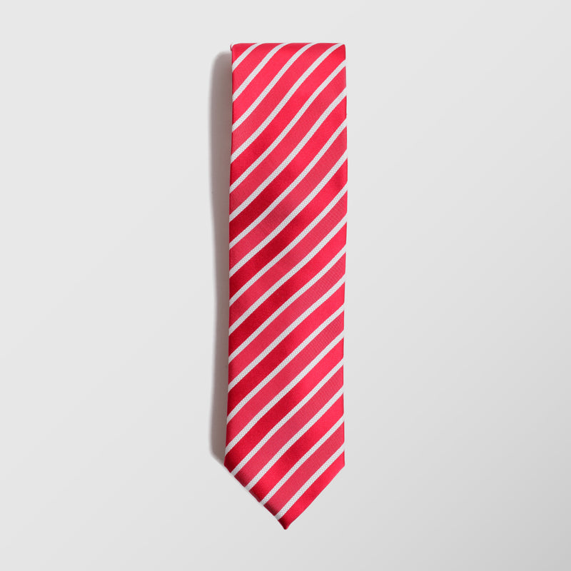 Γραβάτα | μεταξωτή κόκκινη με ριγέ σχεδιασμό