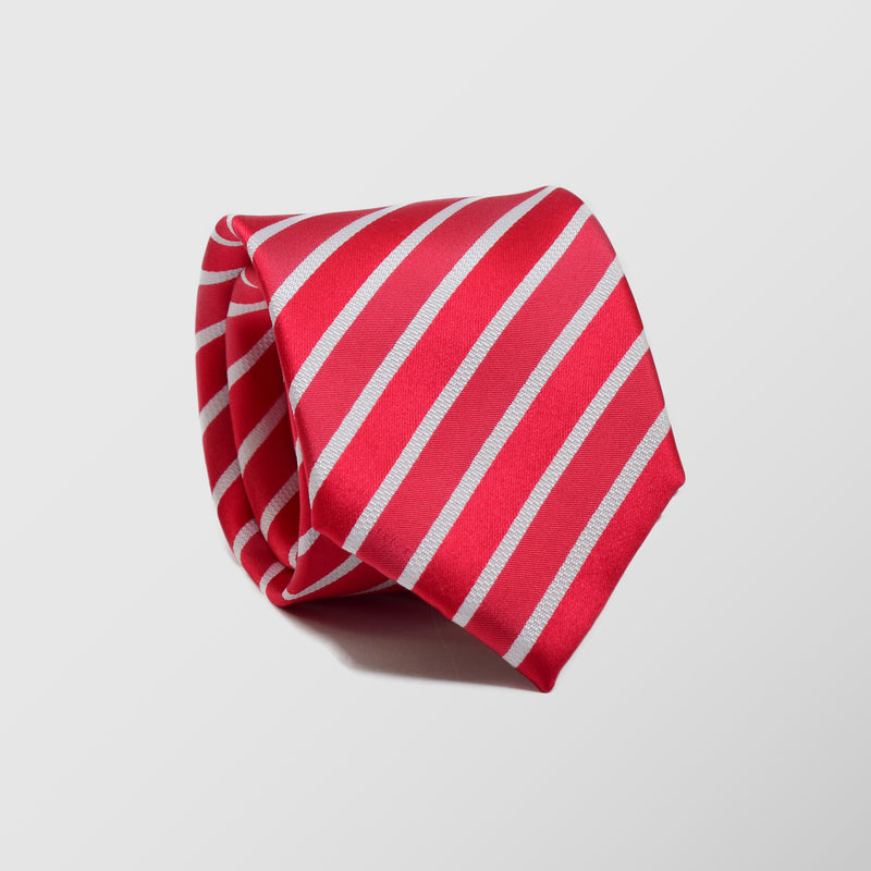 Γραβάτα | μεταξωτή κόκκινη με ριγέ σχεδιασμό