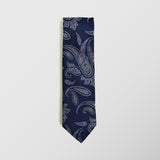 Φαρδιά γραβάτα |  σε μπλέ τόνους με λαχούρι σχεδιασμό, σετ με μαντηλάκι