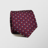 Φαρδιά γραβάτα | 100% μετάξι σε μπορντό βάση με μικρό γεωμετρικό σχεδιασμό