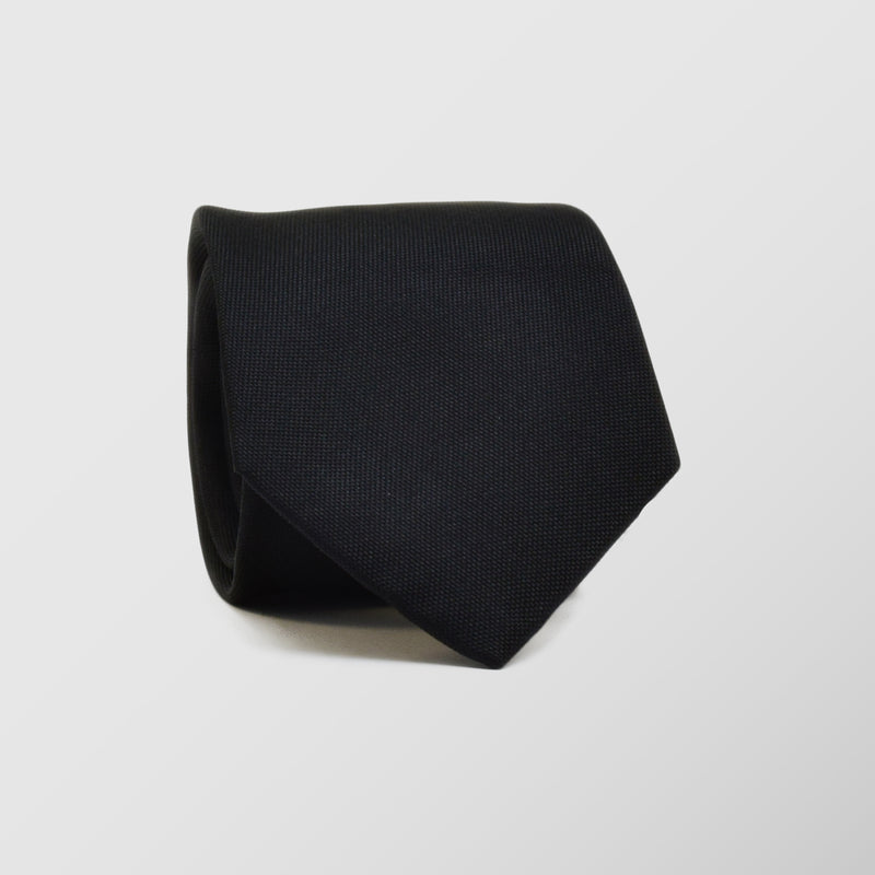 Φαρδιά γραβάτα | 100% μετάξι μονόχρωμη σε μαύρη απόχρωση
