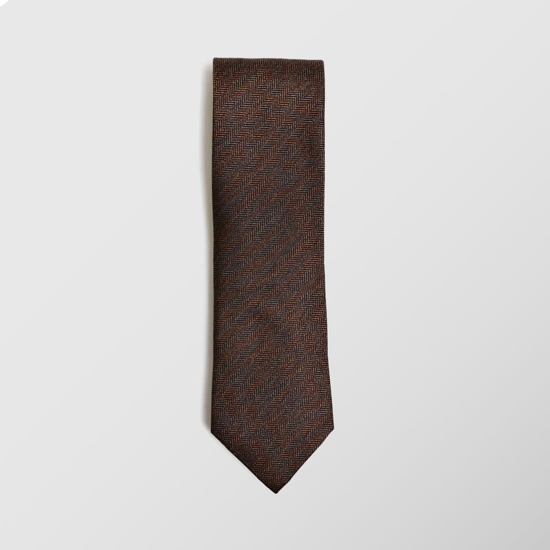 Φαρδιά γραβάτα | 100% μετάξι σε μπεζ / καφέ αποχρώσεις με σχέδιο ψαροκόκαλο