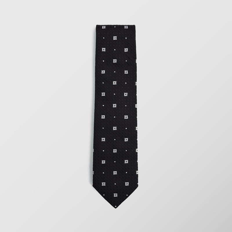 Φαρδιά γραβάτα | σε μαύρη βάση με λευκό σχέδιο