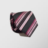Γραβάτα | μεταξωτή σε γκρι / ρόζ απόχρωση με ριγέ σχεδιασμό