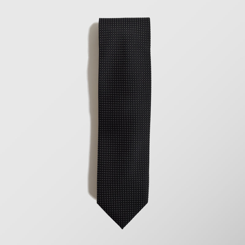 Γραβάτα | μεταξωτή μαύρη με λευκό μικροσχέδιο