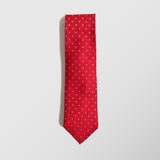 Γραβάτα | μεταξωτή κόκκινη με λευκό πουα σχεδιασμό