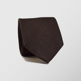 Φαρδιά γραβάτα | μεταξωτή σε καφέ απόχρωση με μικρό σχεδιασμό τόνο στο τόνο