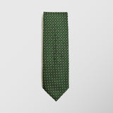 Φαρδιά γραβάτα | 100% μετάξι σε πράσινη βάση με μικρό γεωμετρικό σχεδιασμό