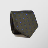 Φαρδιά γραβάτα | μεταξωτή σε λαδί βάση με μικρό ρετρό σχεδιασμό σε μπλέ τόνους
