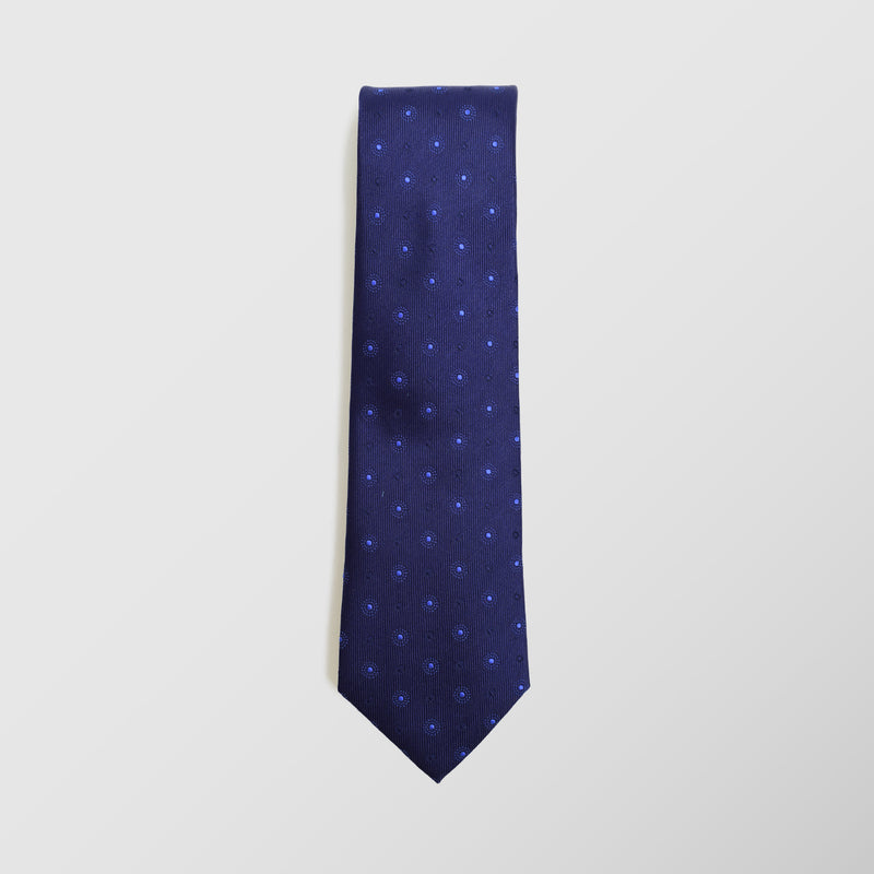 Φαρδιά γραβάτα | μεταξωτή σε μπλε τόνους με μικρό ρετρό σχεδιασμό