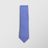 Φαρδιά γραβάτα | μεταξωτή σε μπλε βάση με μικρό λευκό σχεδιασμό σετ με μαντηλάκι
