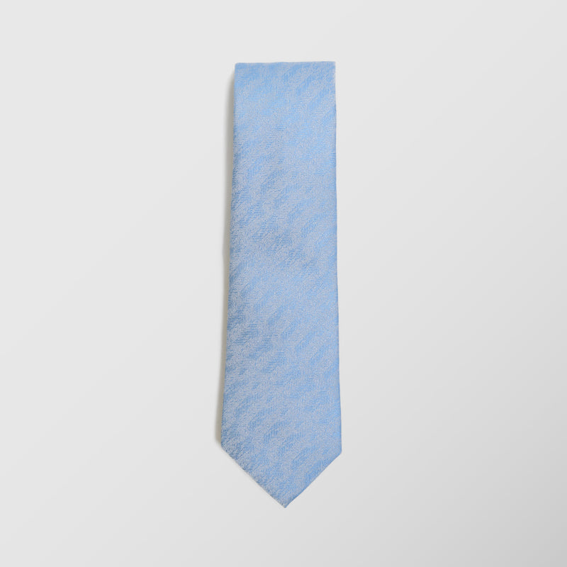 Φαρδιά γραβάτα | μεταξωτή σε σιέλ μπλε βάση με διαγώνιο σχεδιασμό τόνο στο τόνο σετ με μαντηλάκι