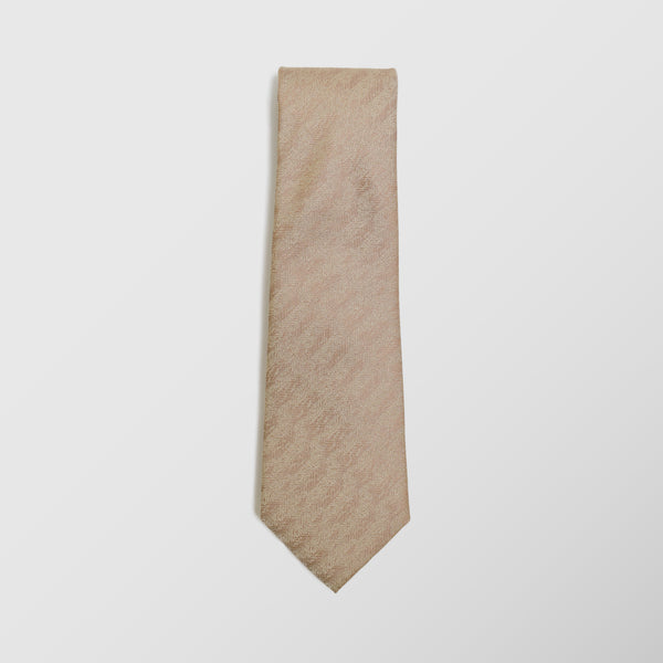 Φαρδιά γραβάτα | μεταξωτή σε απόχρωση μπέζ της άμμου με διαγώνιο σχεδιασμό τόνο στο τόνο σετ με μαντηλάκι