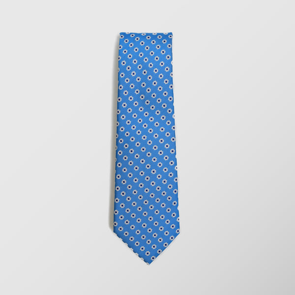 Φαρδιά γραβάτα | μεταξωτή σε σιέλ μπλέ βάση με μικρό φλοράλ σχέδιο