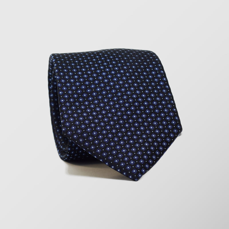 Φαρδιά γραβάτα | μεταξωτή σε μπλε βάση με μικρό σχεδιασμό