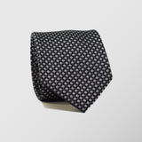 Φαρδιά γραβάτα | μεταξωτή σε μαύρη βάση με μικρό γκρι σχεδιασμό