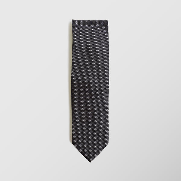 Φαρδιά γραβάτα | 100% μετάξι σε γκρί βάση με μικρό σχεδιασμό τύπου πουα