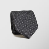 Φαρδιά γραβάτα | 100% μετάξι σε γκρί βάση με μικρό σχεδιασμό τύπου πουα