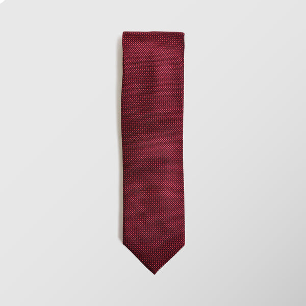Φαρδιά γραβάτα | 100% μετάξι σε μπορντό / κόκκινους τόνους με μικρό σχεδιασμό τύπου πουα