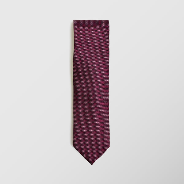 Φαρδιά γραβάτα | 100% μετάξι σε μπορντό βάση με μικρό σχεδιασμό τύπου πουα