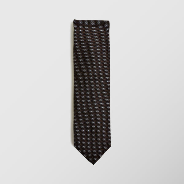 Φαρδιά γραβάτα | 100% μετάξι σε λαδί βάση με μικρό σχεδιασμό τύπου πουα