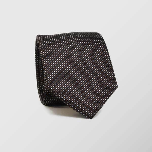 Φαρδιά γραβάτα | 100% μετάξι σε λαδί βάση με μικρό σχεδιασμό τύπου πουα