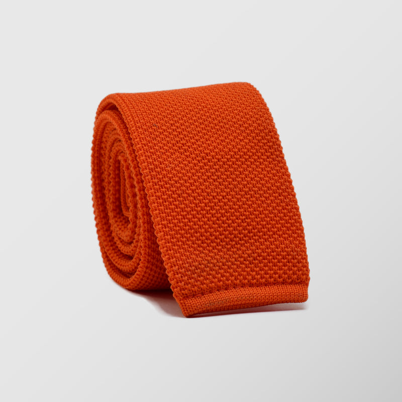 Πλεκτή Γραβάτα | μονόχρωμη σε πορτοκαλί απόχρωση