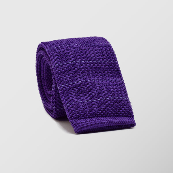 Πλεκτή Γραβάτα | σε μοβ απόχρωση με οριζόντιο ριγέ σχεδιασμό