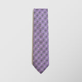 Φαρδιά γραβάτα | σε μοβ βάση με ρετρό σχεδιασμό  σετ με μαντηλάκι