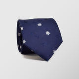 Φαρδιά γραβάτα | σε μπλέ βάση με σχέδιο τουλίπες
