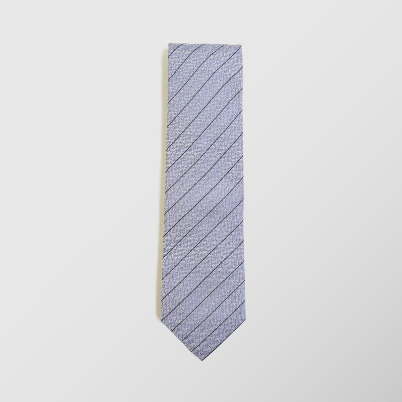 Φαρδιά γραβάτα | σε μπλε σιέλ βάση με ανάγλυφο και διαγώνιο ριγέ σχεδιασμό