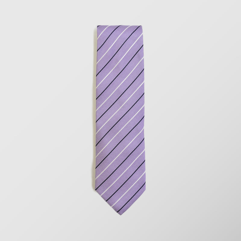 Φαρδιά γραβάτα | σε μπλε μοβ βάση με διαγώνιο ριγέ σχεδιασμό