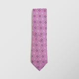 Φαρδιά γραβάτα | σε μοβ ροζ βάση με ρετρό σχεδιασμό σετ με μαντηλάκι