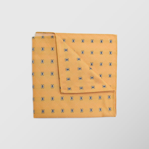 Φαρδιά γραβάτα | σε κίτρινη βάση με ρετρό σχεδιασμό σετ με μαντηλάκι