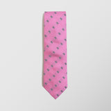 Φαρδιά γραβάτα | σε ροζ βάση με ρετρό σχεδιασμό σετ με μαντηλάκι