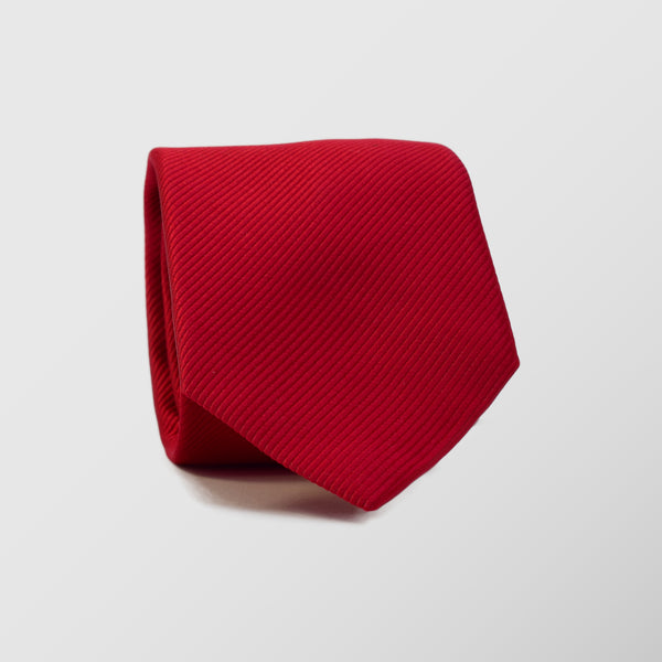 Φαρδιά γραβάτα | μονόχρωμη σε κόκκινη απόχρωση με διαγώνιο ριγέ σχεδιασμό στην ύφανση