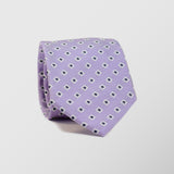 Φαρδιά γραβάτα | σε μοβ βάση με λευκό και μπλέ μικρό σχεδιασμό