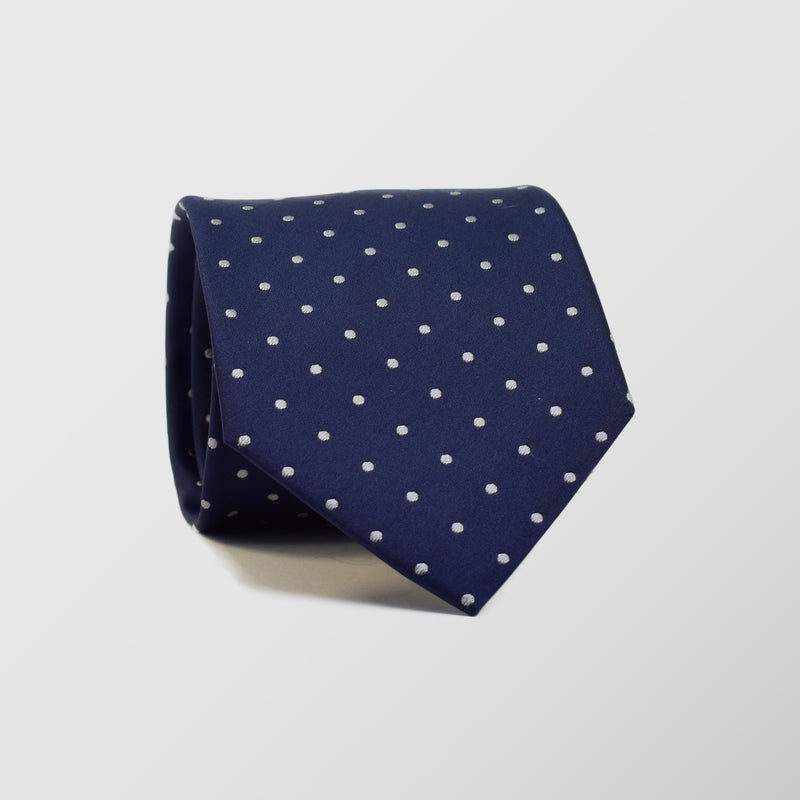 Φαρδιά γραβάτα | σε μπλε navy βάση με λευκό πουά σχεδιασμό