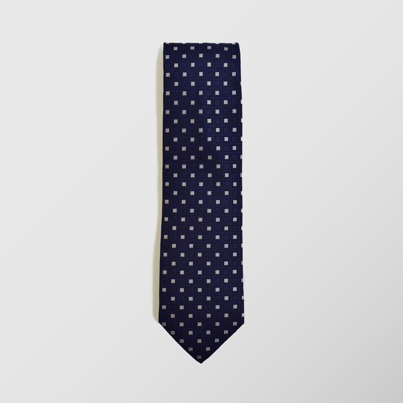Φαρδιά γραβάτα | σε μπλε navy βάση με λευκό μικρό σχεδιασμό